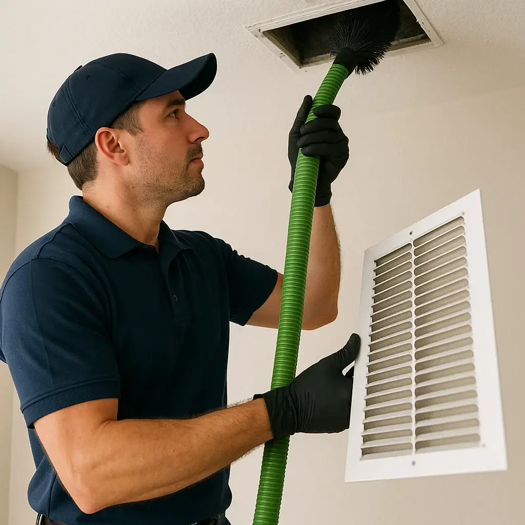 Professional performing Bellaire TX air ducts cleaning to improve HVAC efficiency